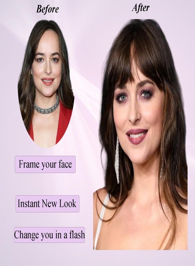 Funyn Clip in Bangs Synthetic Hair Air Bangs for Women Fake Bangs Wispy Bangs Fringe Hair Extensions Hairpieces Curved bangs for Daily Wear (Black Brown) - Image 5
